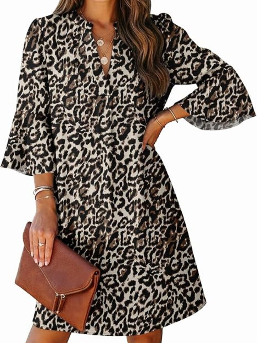 Summer Dresses for Women V Neck Ruffle 3/4 Length Sleeve - NWOT - 8